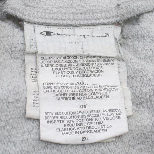 Champion Men's Grey 2XL Pullover Hoodie with Logo Print