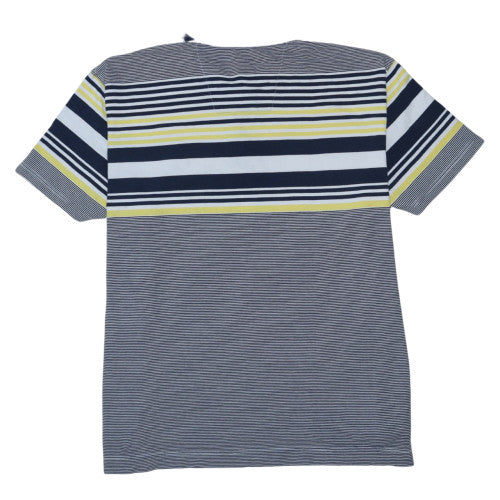 Nautica Men Blue Striped Short Sleeve Polo Shirt 2XL Cotton