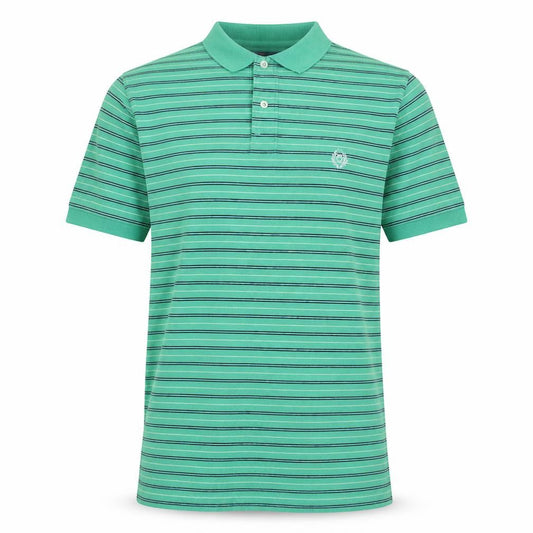 Chaps Men's Green Striped Cotton Polo Shirt XL Regular Fit