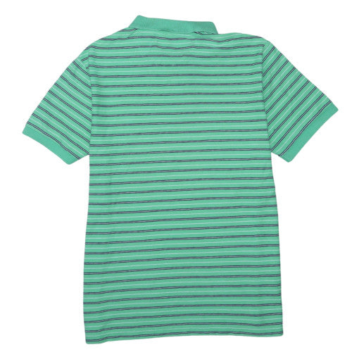 Chaps Men's Green Striped Cotton Polo Shirt XL Regular Fit