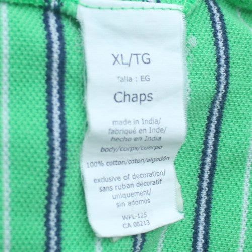 Chaps Men's Green Striped Cotton Polo Shirt XL Regular Fit