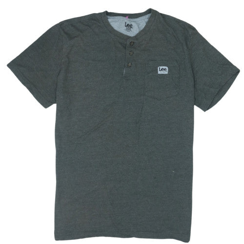 Lee Mens Grey Henley Short Sleeve T-Shirt Size XL Regular Fit