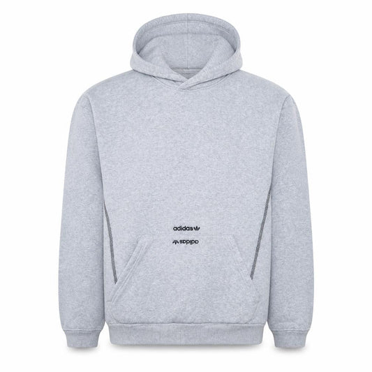 Adidas Men's Grey Pullover Hoodie Medium Fleece Sportswear