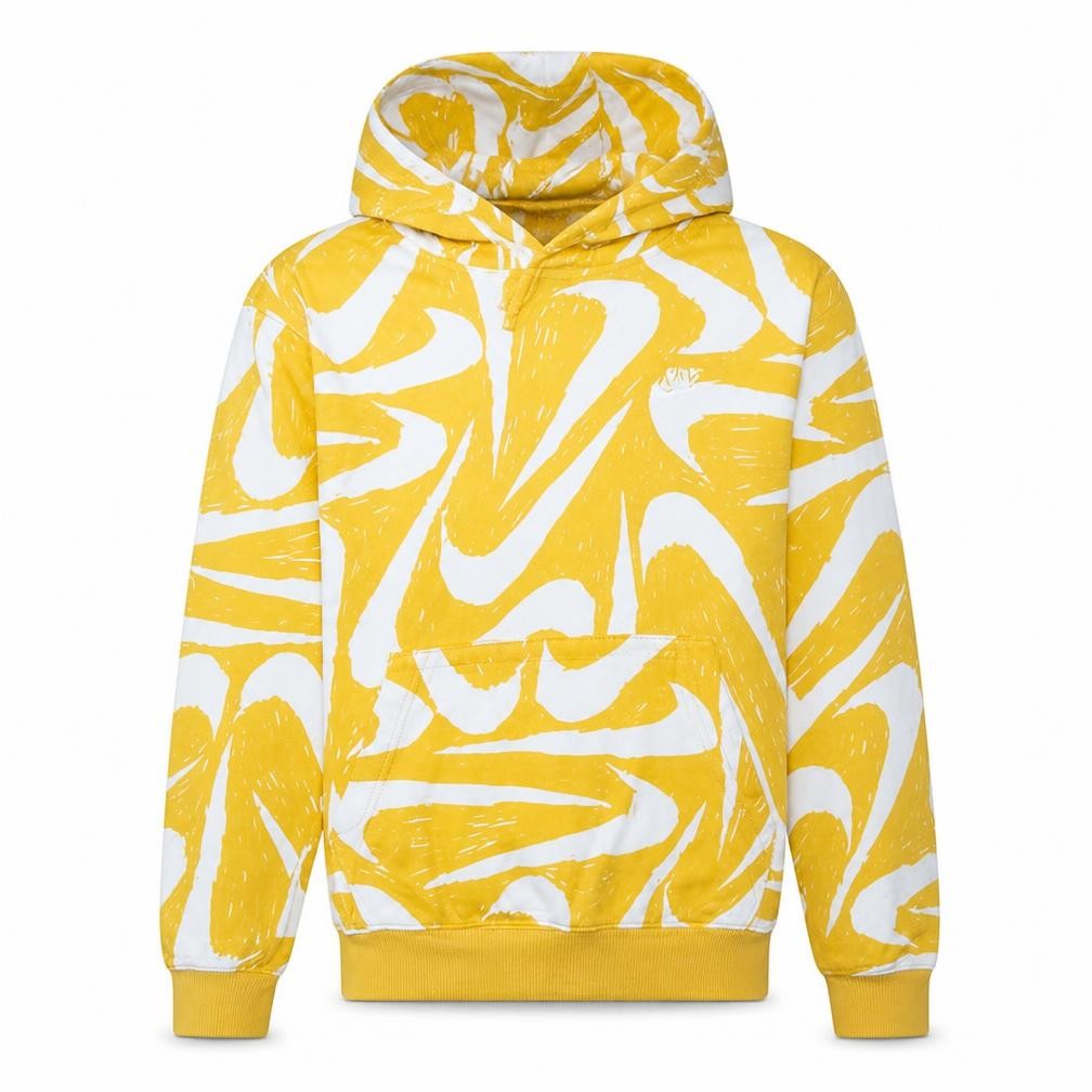 Nike Men Yellow Graphic Print Pullover Hoodie Size S