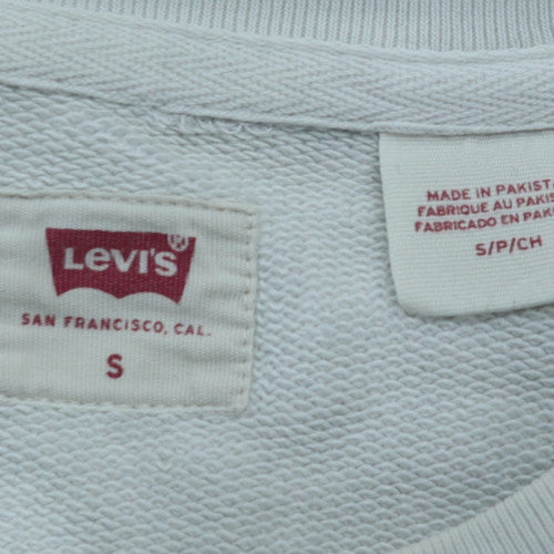 Levi's Men's White Crew Neck Cotton Pullover Sweatshirt Size S