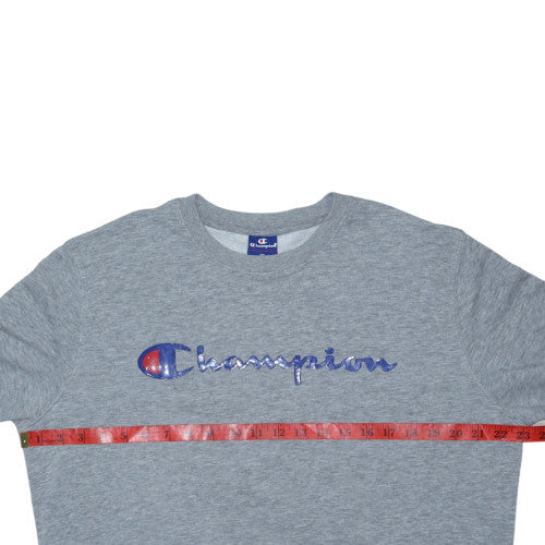 Champion Mens Grey Logo Pullover Sweatshirt Size L Regular Fit
