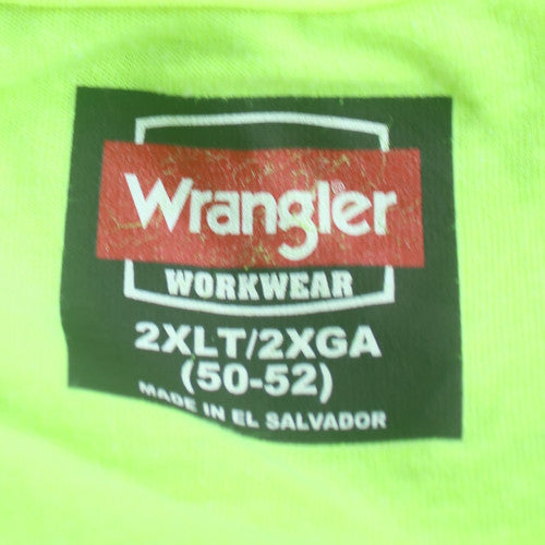 Wrangler Workwear Men's Neon Green 2XLT Crew Neck Short Sleeve T-Shirt