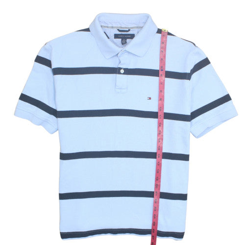 Tommy Hilfiger Men's Blue Striped Cotton Polo Shirt XL
