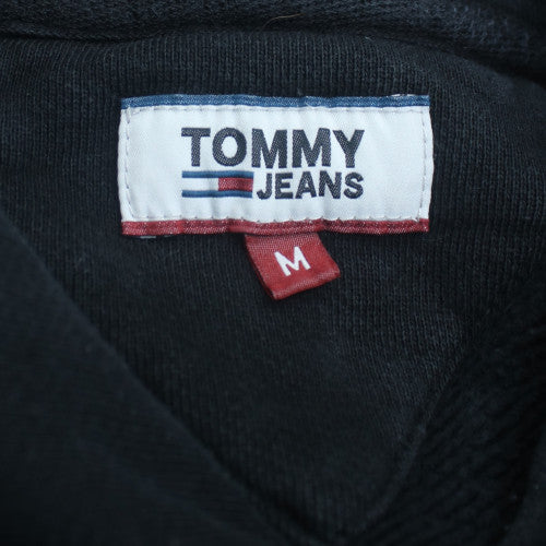 Tommy Jeans Mens Black Hoodie M Pullover Cotton Blend Logo Streetwear