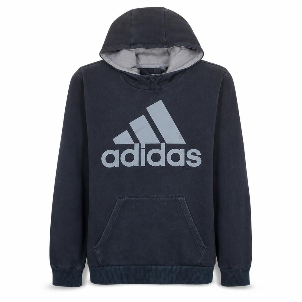 Adidas Mens Black Pullover Hoodie L Logo Graphic Fleece Sweatshirt