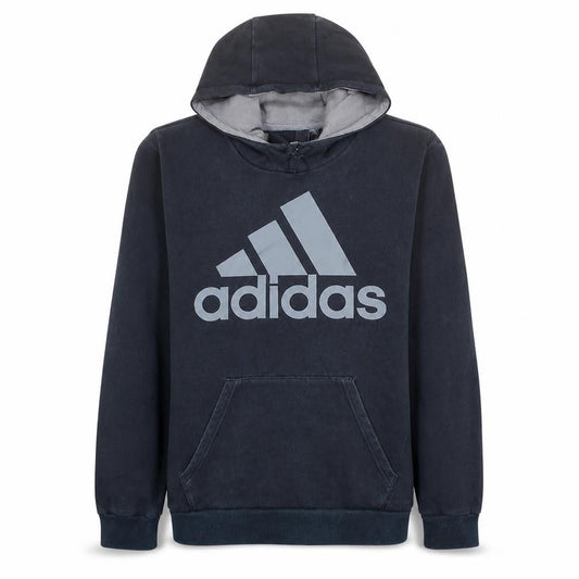 Adidas Mens Black Pullover Hoodie L Logo Graphic Fleece Sweatshirt