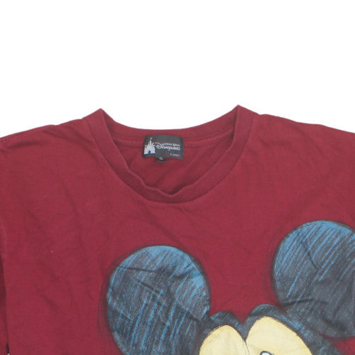 Disney Hong Kong Disneyland Men’s Red Mickey Mouse XL Cotton T-Shirt