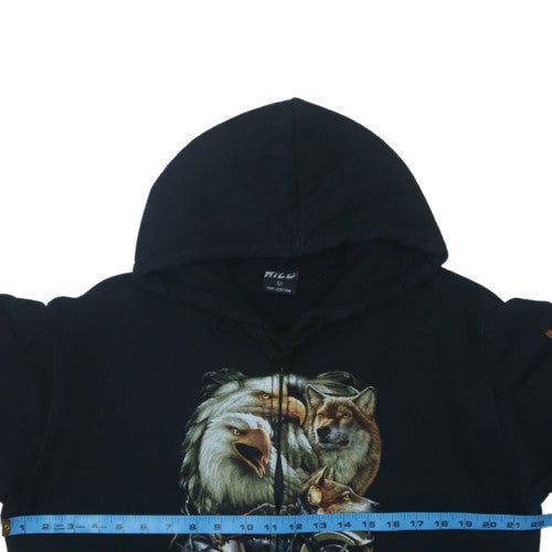 Hyde Park Women Black Full Zip Hoodie Animal Print Size M