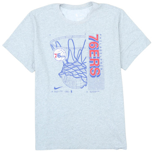 Nike Men's Grey Philadelphia 76ers Dri-Fit T-Shirt XL NBA Graphic Top
