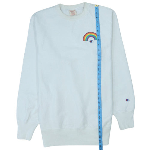 Champion Mens White 2XL Crew Neck Rainbow Graphic Sweatshirt