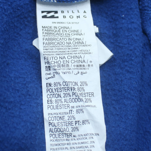 Billabong Mens Blue Pullover Hoodie L Fleece Surf Logo Sweatshirt