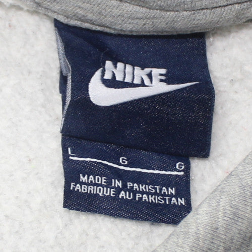 Nike Women's Grey Pullover Hoodie L Cotton Blend with Logo