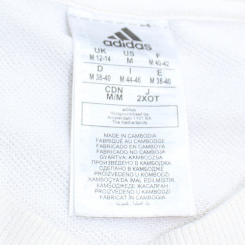 Adidas Women's White Crew Neck Pullover Sweatshirt Size M 12-14