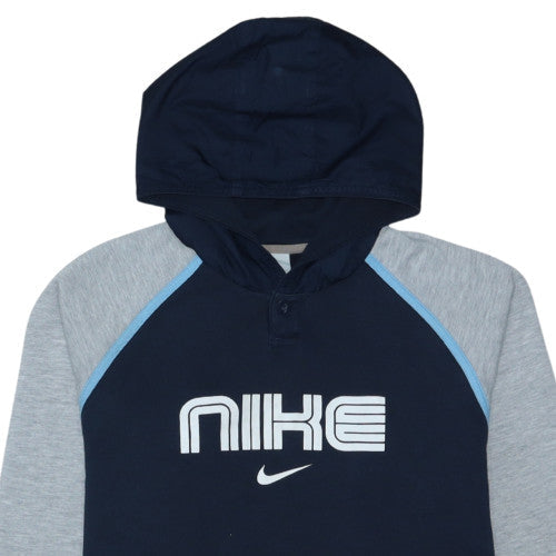 Nike Boys Blue & Grey Pullover Hoodie XL Cotton Logo Sweatshirt