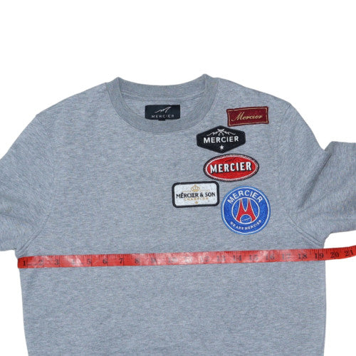 Mercier Men's Grey XS Crew Neck Logo Embroidered Pullover Sweatshirt