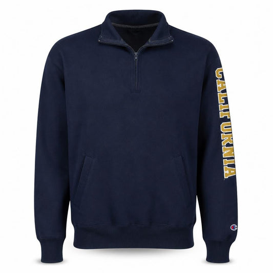 Champion Men's Blue California 1/4 Zip Fleece Sweatshirt M