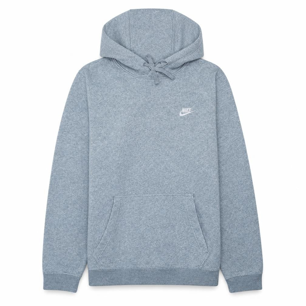 Nike Men's Grey Pullover Hoodie M Regular Fit Fleece Logo Sweatshirt