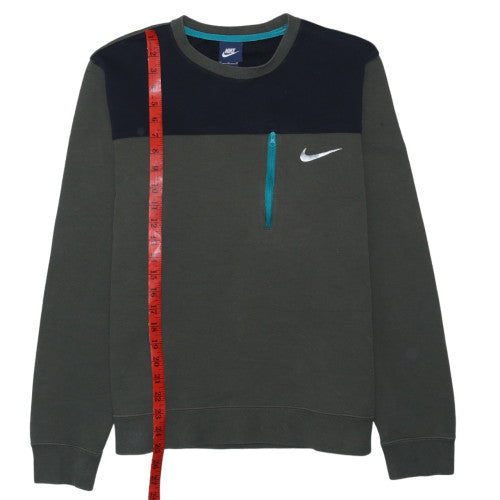 Nike Men's Green Crew Neck Zip Pocket Sweatshirt M