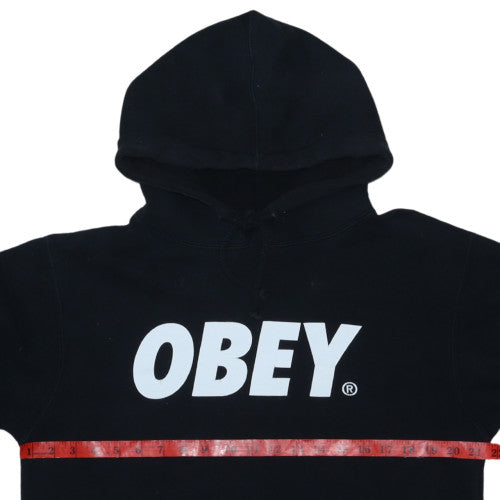Obey Men's Black Pullover Hoodie S Regular Fit Streetwear Logo
