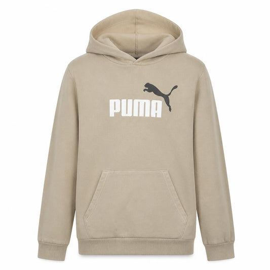 Puma Boys Beige Pullover Hoodie 15-16 Years Logo Classic Fleece Sweatshirt
