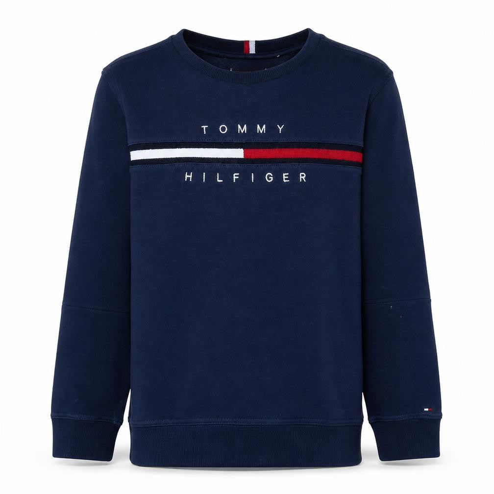 Tommy Hilfiger Boys Blue Crew Neck Logo Pullover Sweatshirt Size 164