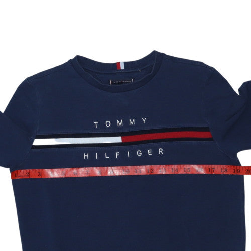 Tommy Hilfiger Boys Blue Crew Neck Logo Pullover Sweatshirt Size 164