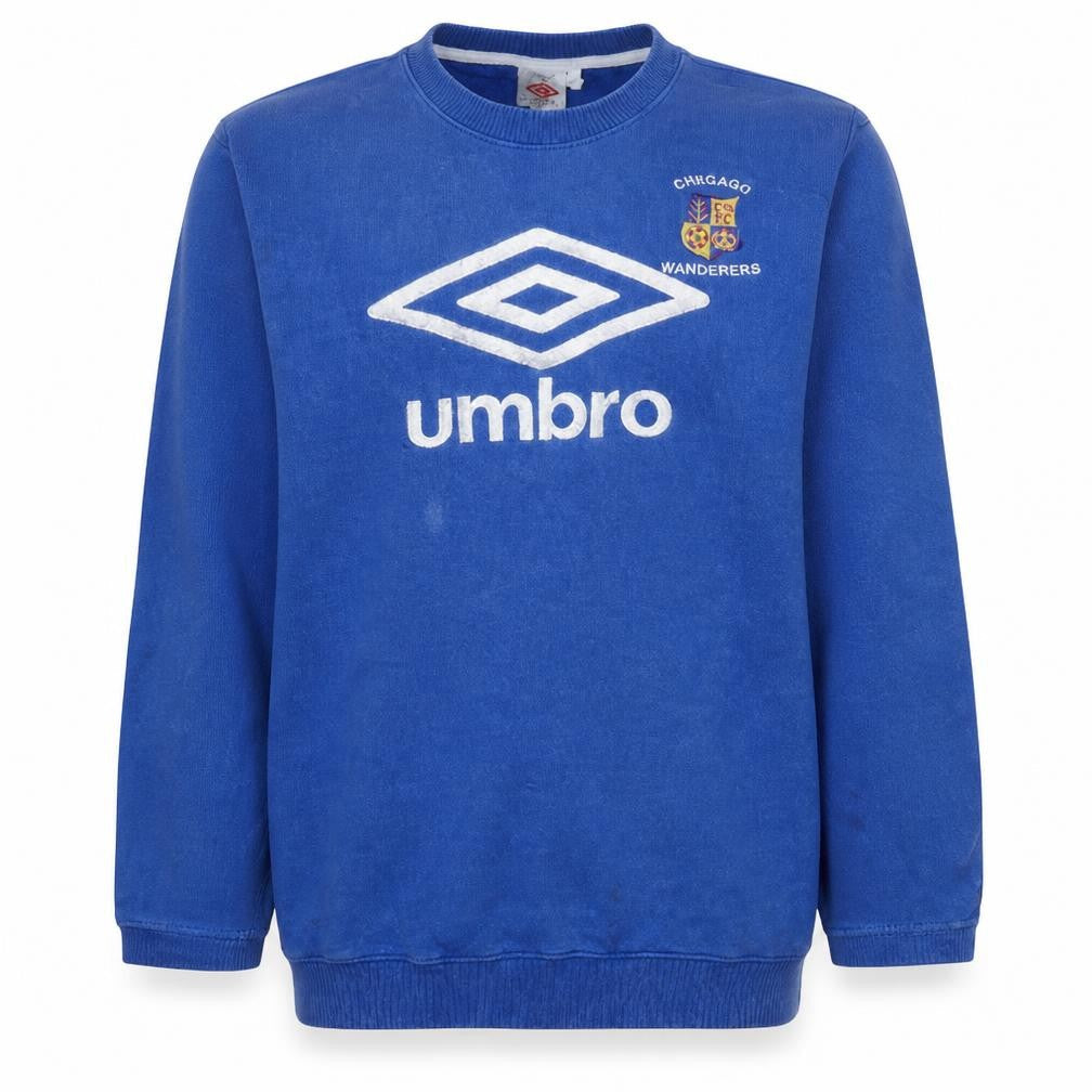 Umbro Mens Blue XL Crew Neck Pullover Sweatshirt Vintage Football Top