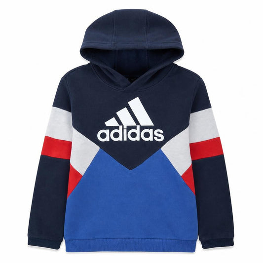 Adidas Boys Blue Colourblock Pullover Hoodie - Size 10 Years