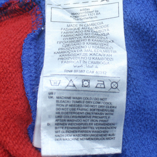 Adidas Boys Blue Colourblock Pullover Hoodie - Size 10 Years