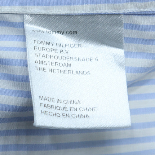 Tommy Hilfiger Men’s Blue Striped Slim Fit Long Sleeve Shirt 15.5 40in
