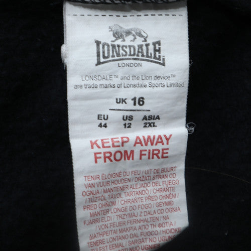 Lonsdale Women Black Full Zip Hoodie Size 16 Cotton Blend