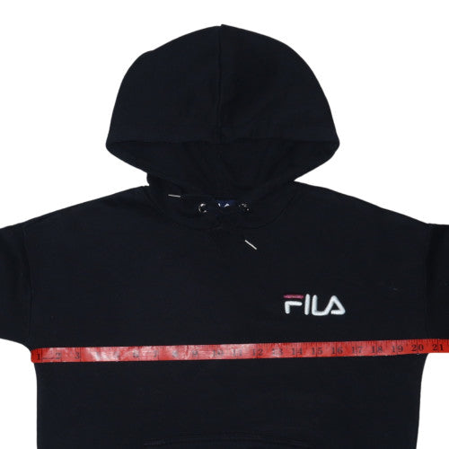 Fila Womens Black XS Pullover Hoodie with Logo Embroidery