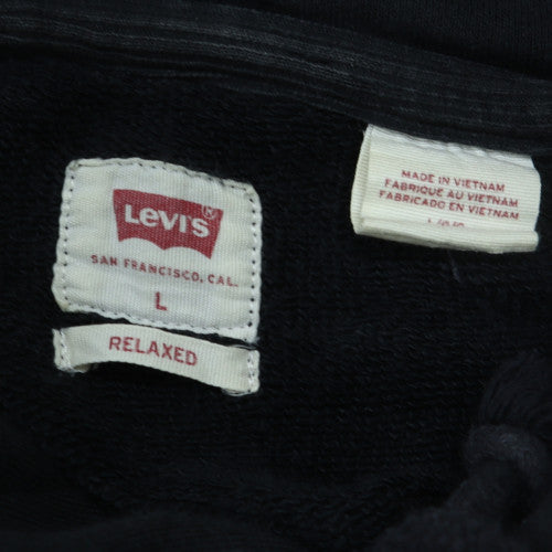 Levi's Men's Black Relaxed Pullover Hoodie L Fleece Logo