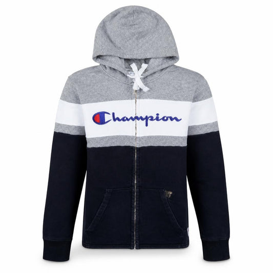Champion Men’s Grey Full Zip Hoodie S Logo Cotton Long Sleeve
