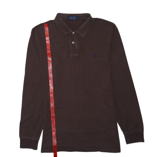 Ralph Lauren Men's Brown Long Sleeve Cotton Polo Shirt M