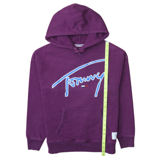 Tommy Jeans Womens Purple XS Pullover Hoodie with Logo Print