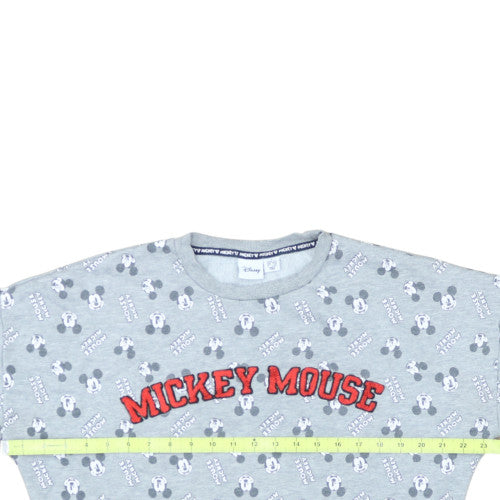Back view of Disney Women Grey Mickey Mouse Pullover Sweatshirt, size S, 10/12