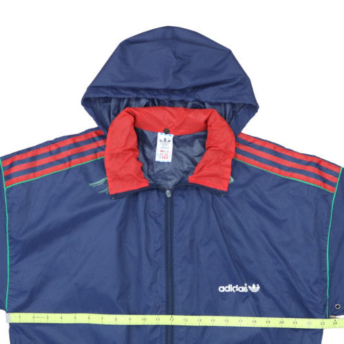 Adidas Men's Blue Retro Hooded Windbreaker Jacket Size S 38in