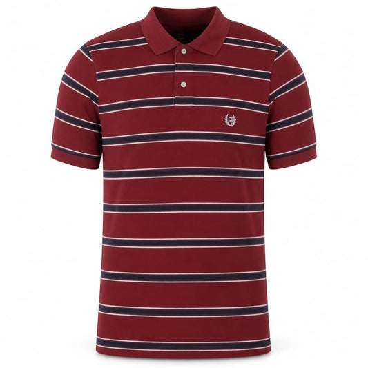 Chaps Men's Red Striped Cotton Polo Shirt XL Short Sleeve Classic Fit