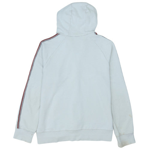 Adidas Women White Full Zip Hoodie L Logo Hooded Sweatshirt