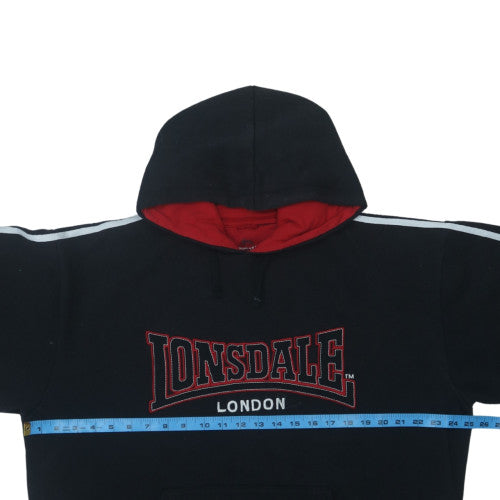 Lonsdale Men’s Black XL Pullover Hoodie with Logo Embroidery