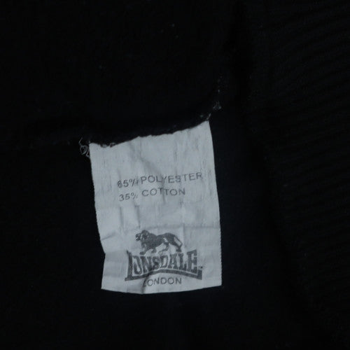 Lonsdale Men’s Black XL Pullover Hoodie with Logo Embroidery