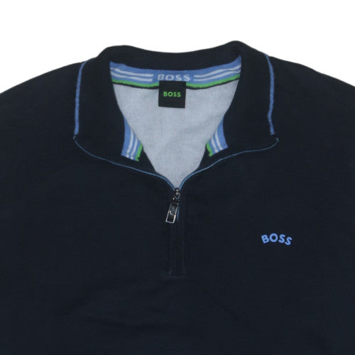 BOSS Mens Blue 3XL 1/2 Zip Cotton Knit Sweatshirt