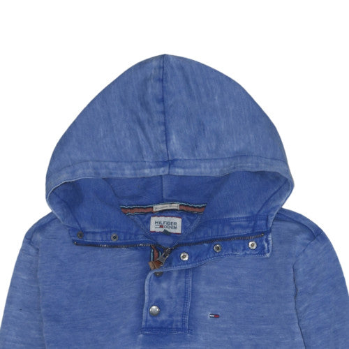 Hilfiger Denim Men's Blue Henley Hoodie Size L Cotton Blend