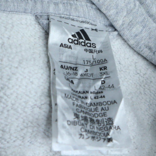Adidas Women Grey Full Zip Hoodie L Hooded Sweatshirt Casual